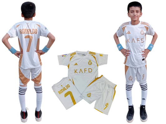 Ronaldo 2026 Al Nassr Golden White ⚜️⚽ Football Kit - KIDS