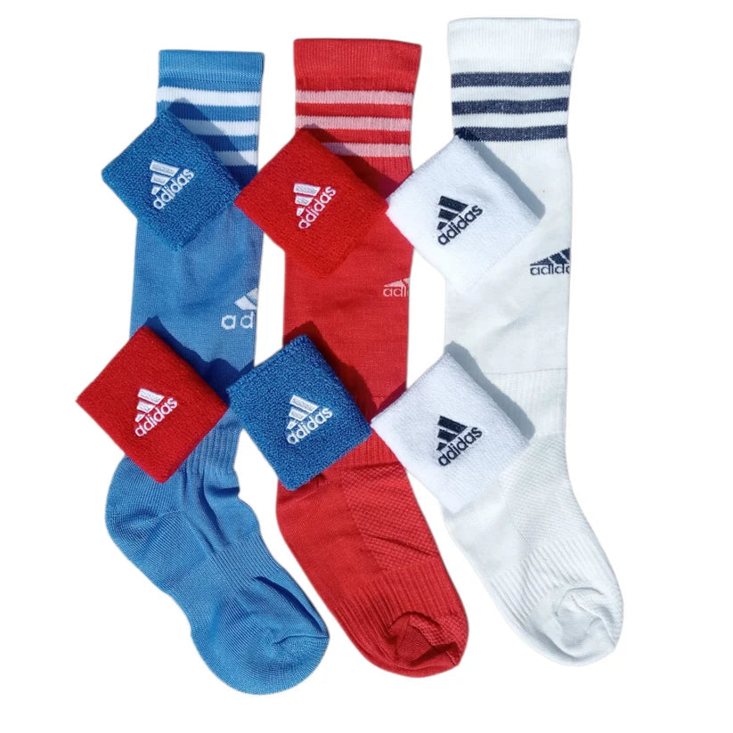 ADIDAS Football Socks & Wrist Band Set⚽ - PACK OF 3 - 5 To 13 Years