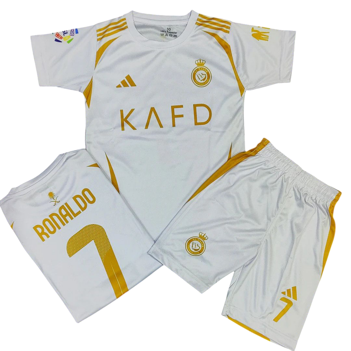 Ronaldo 2026 Al Nassr Golden White ⚜️⚽ Football Kit - KIDS